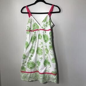 Roxy size 5 summer strappy dress lime green hot pink flowers skater girl beach